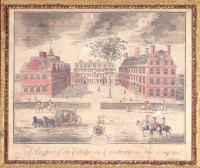 A Prospect of the Colleges in Cambridge in New England, engraving attributed to John Harris, 1726 by William Burgis